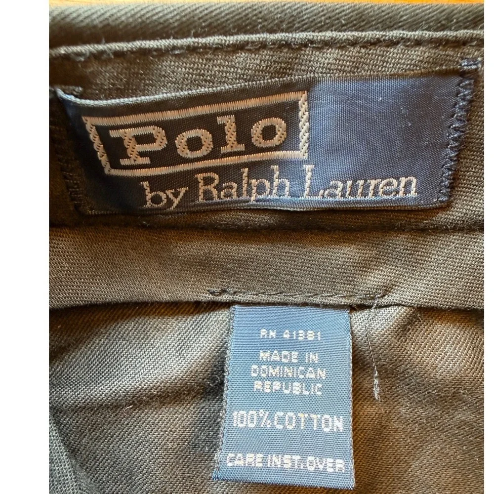 olo Ralph Lauren The Siena Pant Mens 40x30 Black Pleated Cuffed Cotton Trousers